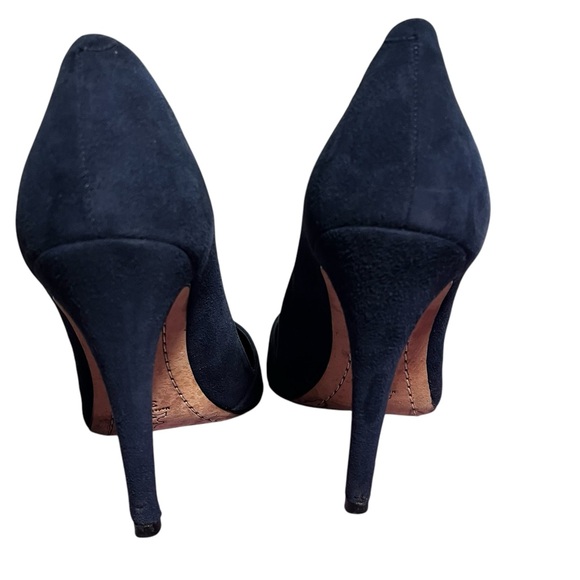 Alice + Olivia Pumps High Heels Dina Blue Suede Leather Pointy Toe size 38 - Picture 6 of 13
